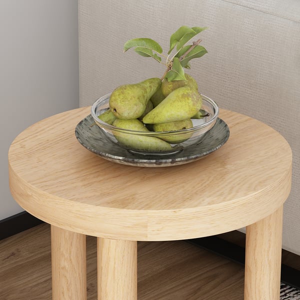 Threeens 18" Japandi Natural Side Table Round Wood 3 Legs End Table for