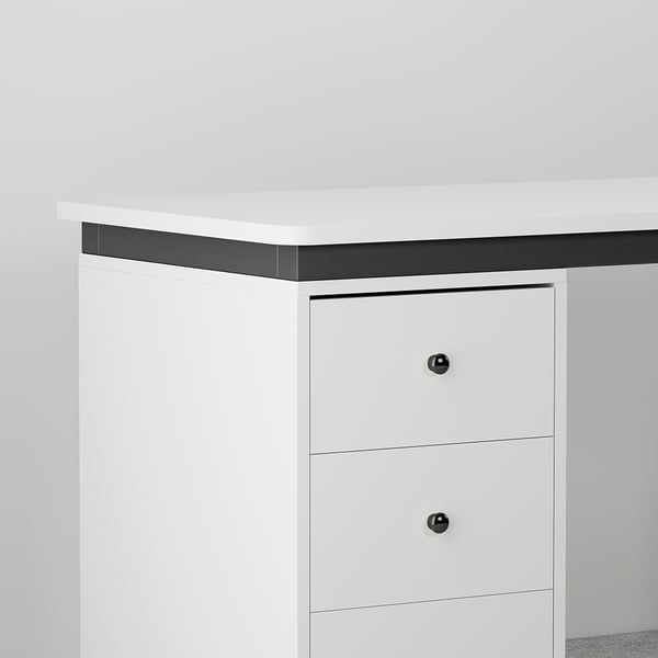 Modern 71" White Wooden Home Office Computer Desk with Drawers in Black