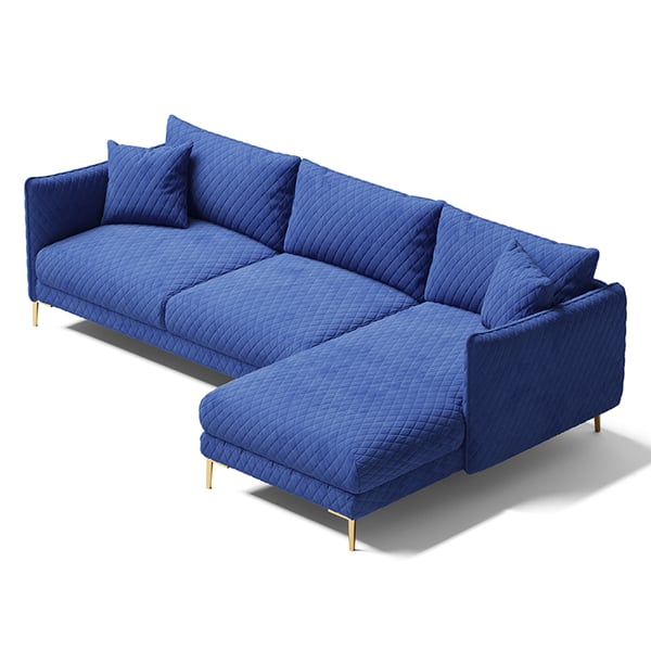 2810mm Modern Blue Velvet Modular Sectional Sofa with Chaise for 4