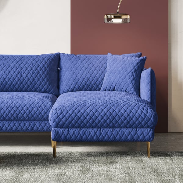2810mm Modern Blue Velvet Modular Sectional Sofa with Chaise for 4