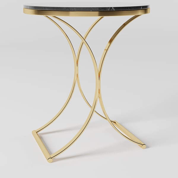 Table d'appoint ronde en pierre noire moderne et luxueuse Table d'appoint en X en or