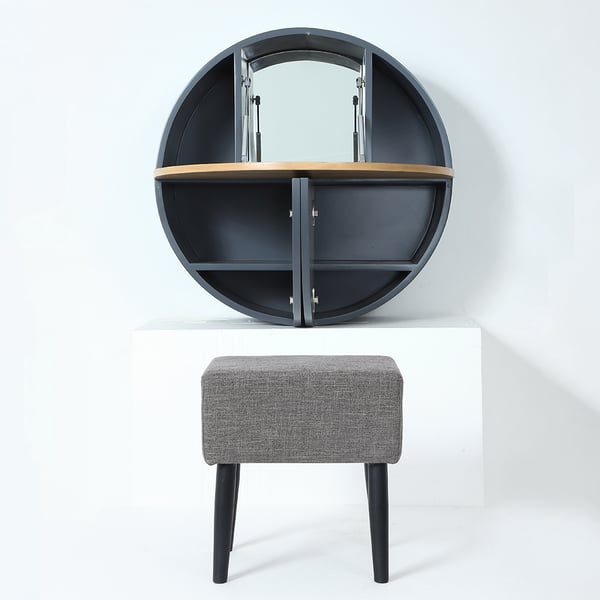 Free Shipping on Modern Gray Round WallMount Makeup Vanity Table Set