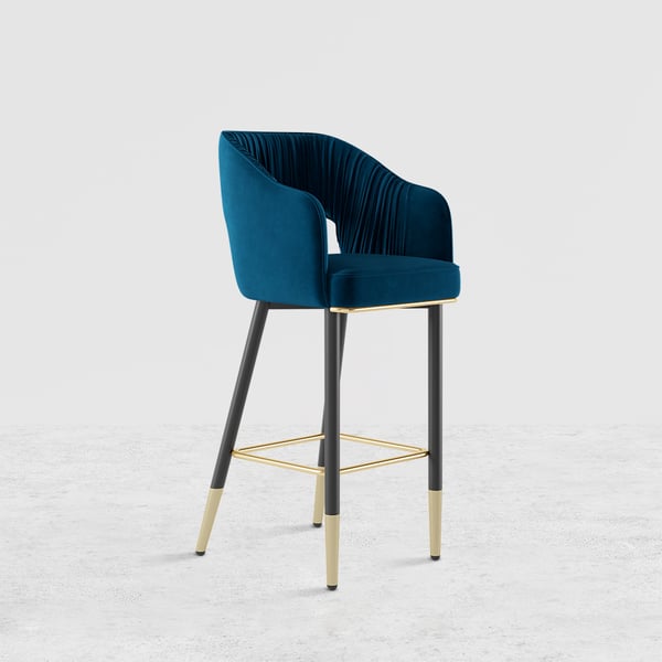 Free Shipping on Modern Blue Velvet Bar Stool with Back & Metal