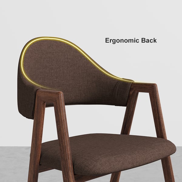 Free Shipping on Brown Linen Upholstered Dining Chair Curved Back Chair