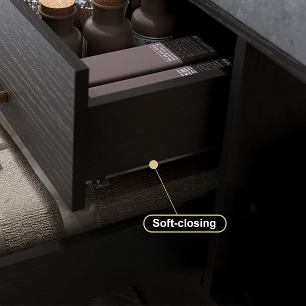 Free Shipping on Modern 39" Floating Black Bathroom Vanity Stone Top