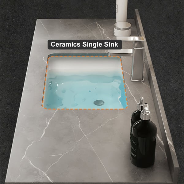 40" Floating Black & Gray Bathroom Vanity with Sintered Stone Vessel