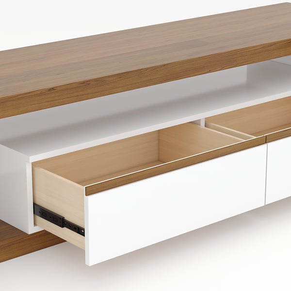 Pinkle Modern Extendable TV Stand White & Walnut with Storage