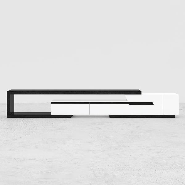 Pinkle Modern Extendable TV Stand White & Black with Storage