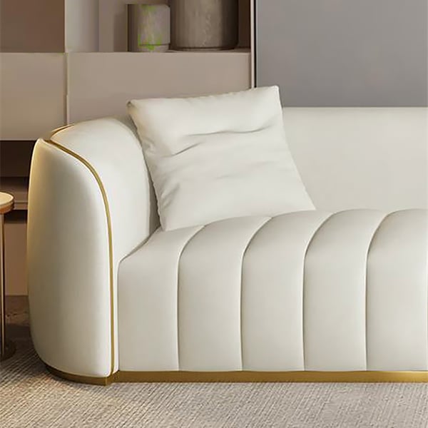 89" modernes Kunstleder gepolstertes Sofa 3-Sitzer-Sofa in Goldbeinen Luxus-Sofa