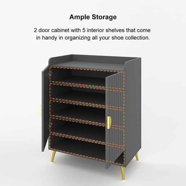 Free Shipping on Yellar Nordic Grey Shoe 5 Shelves Hallway Shoe