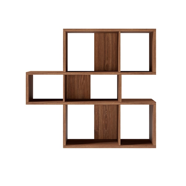 Free Shipping on Modern 3Tier Geometric Horizontal Bookcase Walnut Wood Bookshelf Storage