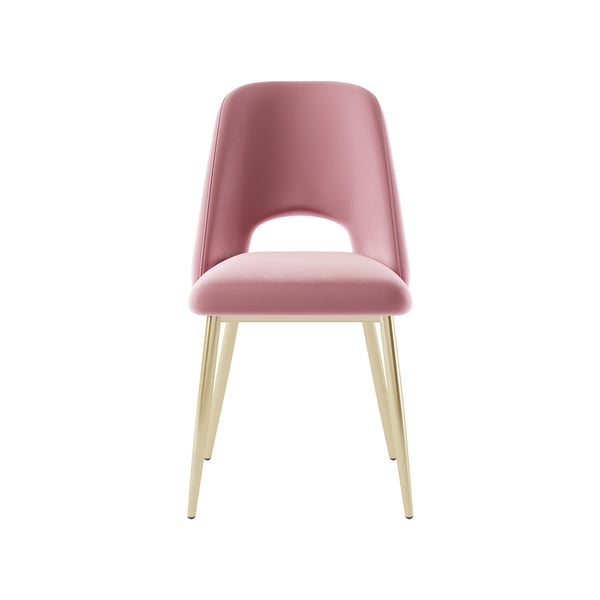 MidCentury Modern Pink Upholstered Dining Chair Set of 2 with Hollow
