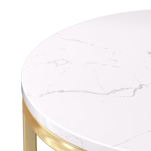 Free Shipping on Modern White Round End Table Marble Top Side Table