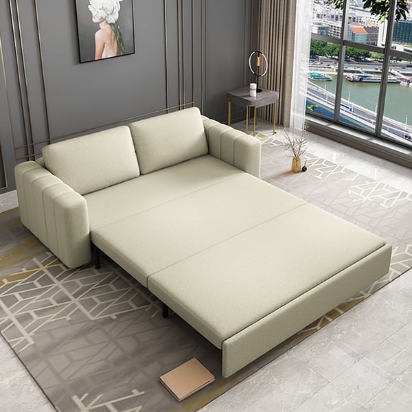 Free Shipping on 82" Beige Sofa Bed Convertible Sleeper Couch Cotton