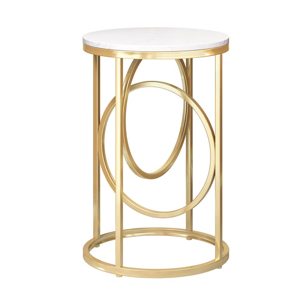 Free Shipping on Modern White Round End Table Marble Top Side Table