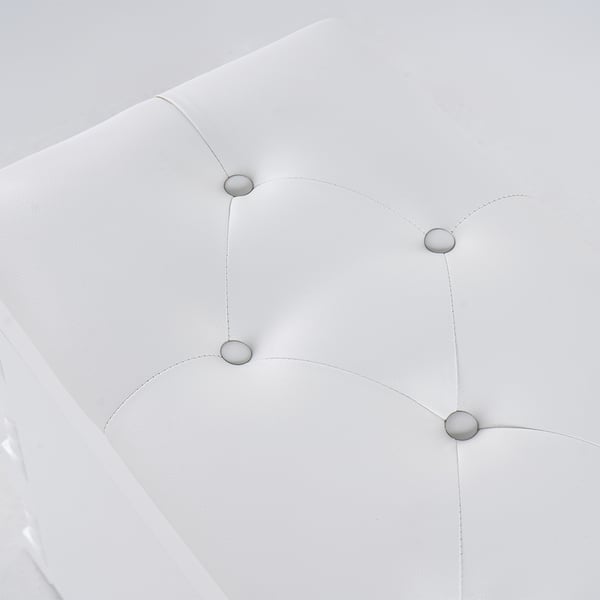 White Entryway Bench with Shoe Storage Leather UpholsteredHomary