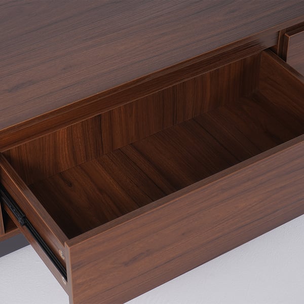 Fero Minimalist Retracted & Extendable 3 Drawers TV Stand in Walnut ...