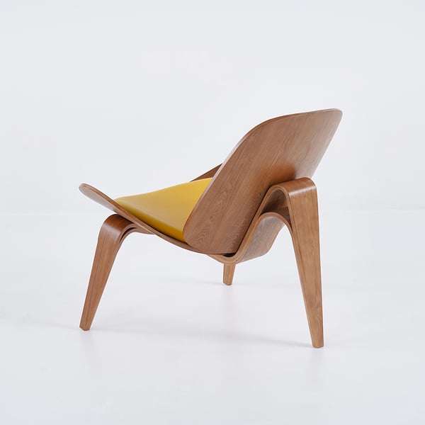 Modern Tripod Yellow Leather Lounge Chair with Single Side in WalnutHomary