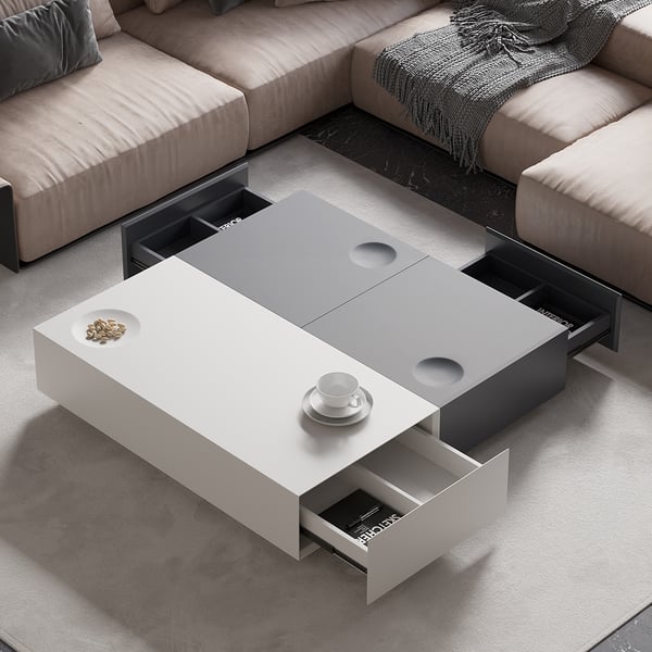 Free Shipping on Modern White Coffee Table with Storage Rectangular