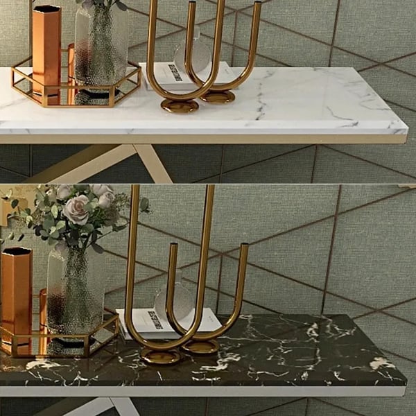 47.2" Rectangle Gold Console Table Marble Top Entryway Table Homary