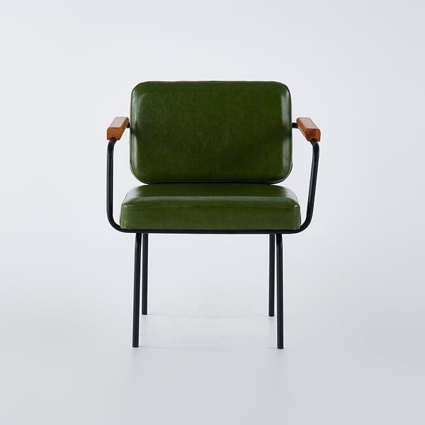 Free Shipping on Modern Green Faux Leather Dining Chair With Arm Set of
