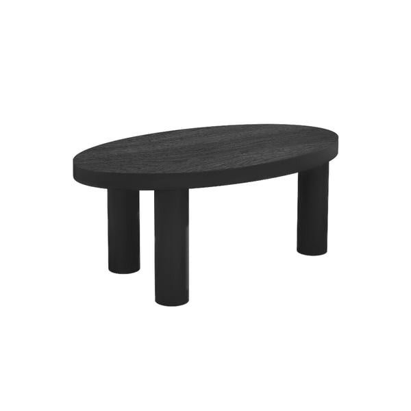 Free Shipping on Threeens 35" Japandi Oval Black Pine Wood Coffee Table