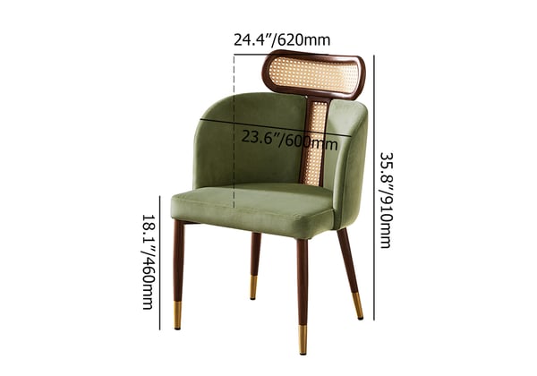 Free Shipping on Mid-Century Modern Green Velvet Dining Chair Curved ...