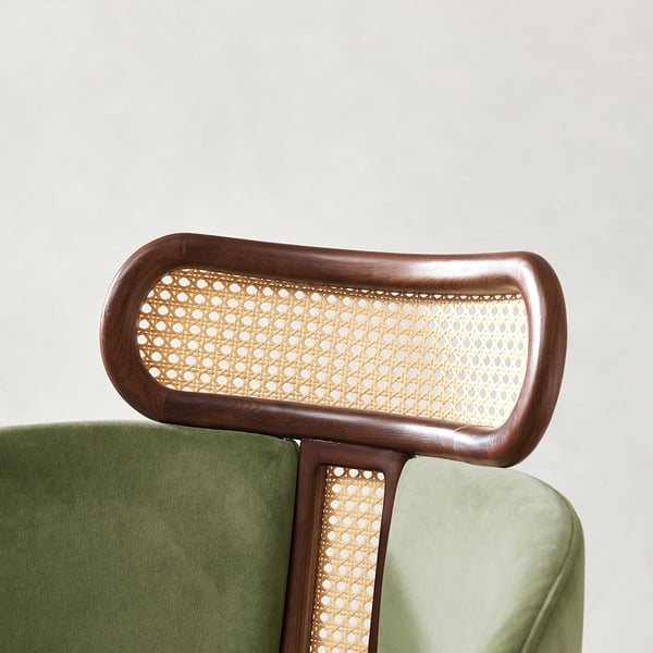 Free Shipping on Mid-Century Modern Green Velvet Dining Chair Curved ...