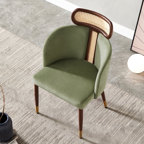 Free Shipping on Mid-Century Modern Green Velvet Dining Chair Curved ...