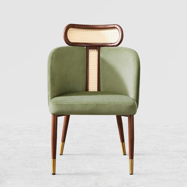 Free Shipping on Mid-Century Modern Green Velvet Dining Chair Curved ...