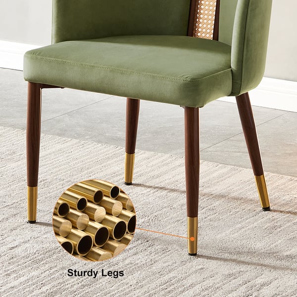 Free Shipping on Mid-Century Modern Green Velvet Dining Chair Curved ...