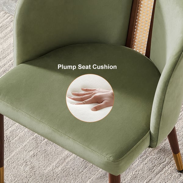 Free Shipping on Mid-Century Modern Green Velvet Dining Chair Curved ...