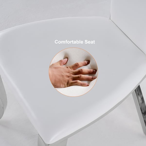 Free Shipping on Modern White Upholstered Dining Chairs Set of 2 High Back Side Chair Silver