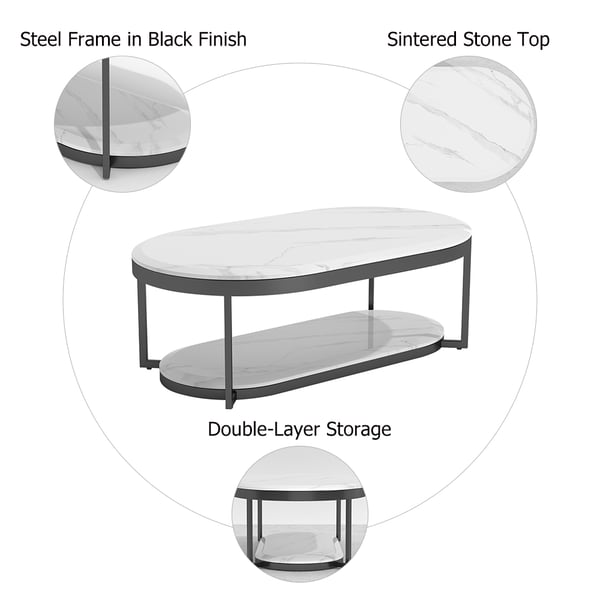 Free Shipping on 2Tiered Modern Marble Coffee Table Black & White with