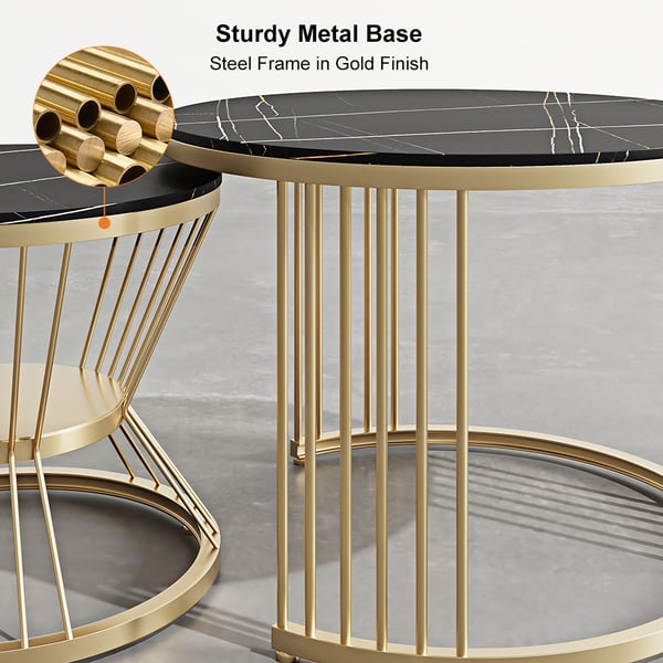 Free Shipping on Modern Black & Gold Nesting Coffee Table Set with