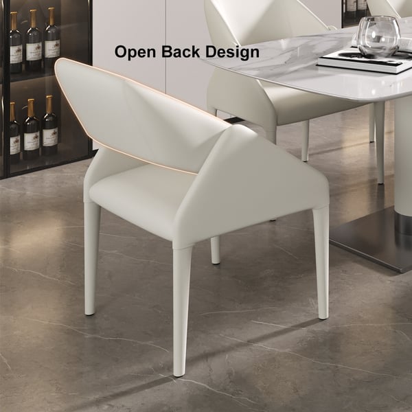 Free Shipping on Modern White Faux Leather Dining Chair Open Back Dining Room Chairs (Set of 2