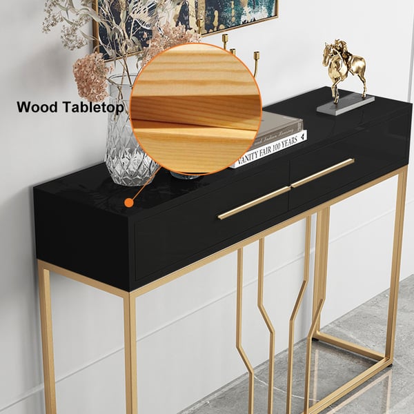 Free Shipping on 32" Modern Narrow Black Console Table with Storage