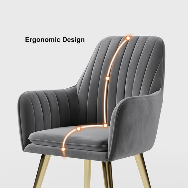 Free Shipping on Modern Dining Chair Grey Velvet Upholstered Dining