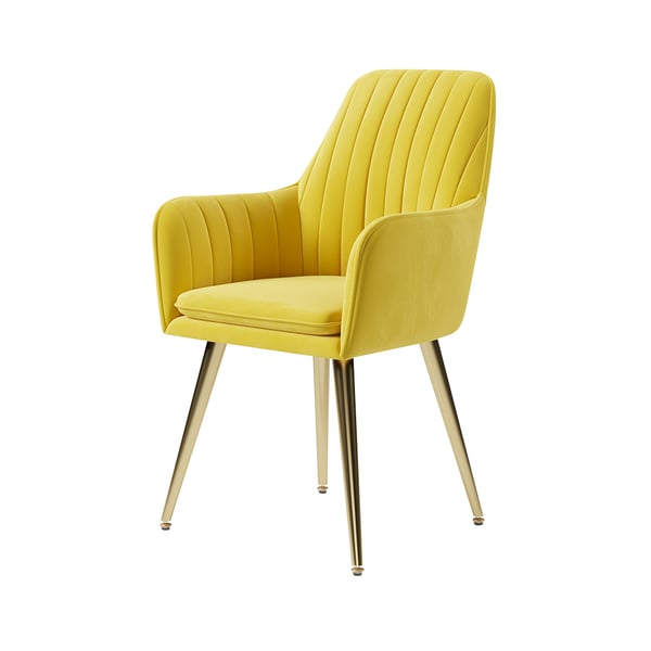 Free Shipping on Modern Dining Chair Yellow Velvet Upholstered Dining Chairs With Arms (Set of 2