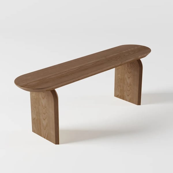 Free Shipping on Tintica Japandi 59" Dining Bench Oval Solid Wood in ...