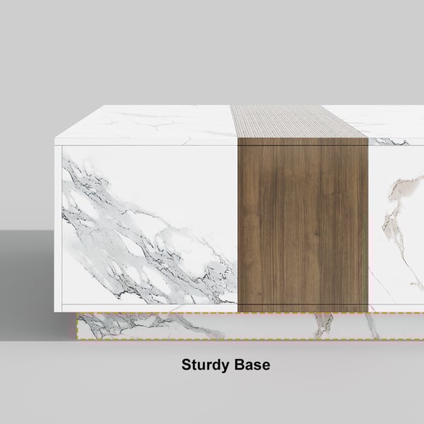 Free Shipping on Vewal Wood Block Coffee Table Marble & Walnut Veneer