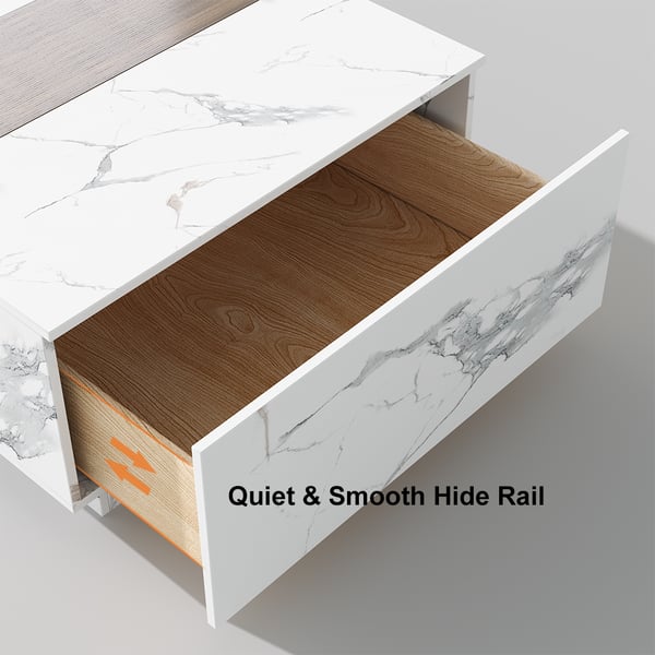 Free Shipping on Vewal Wood Block Coffee Table Marble & Walnut Veneer