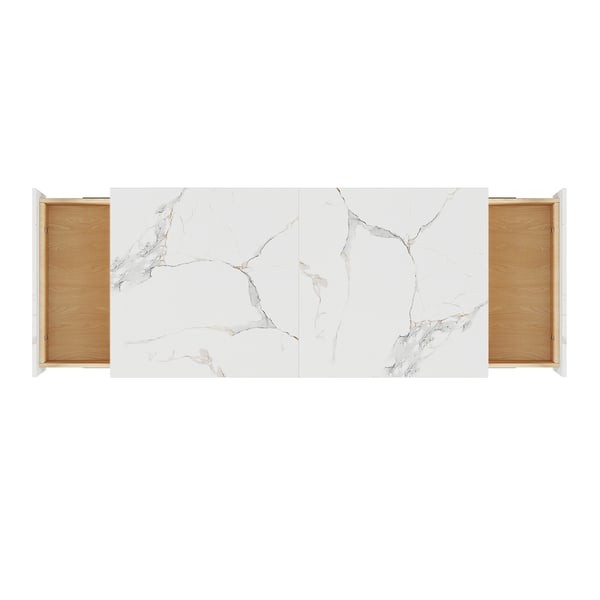 Free Shipping on Set of 2 Square Block Coffee Table Wood in White & Gray Marble Veneer with 2