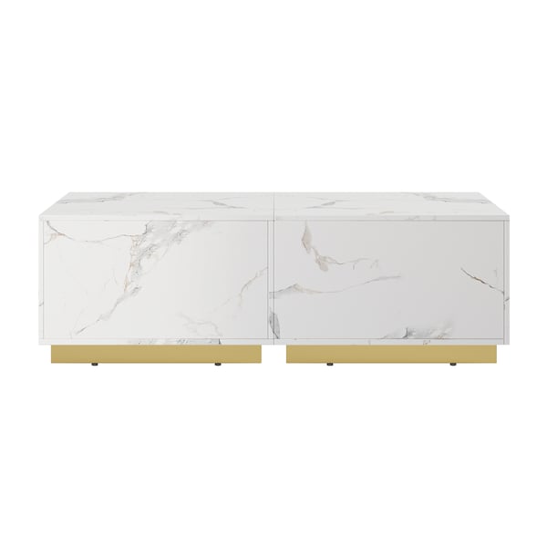 Free Shipping on Set of 2 Square Block Coffee Table Wood in White & Gray Marble Veneer with 2