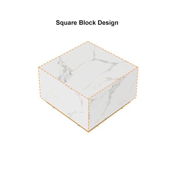 Free Shipping on Set of 2 Square Block Coffee Table Wood in White & Gray Marble Veneer with 2