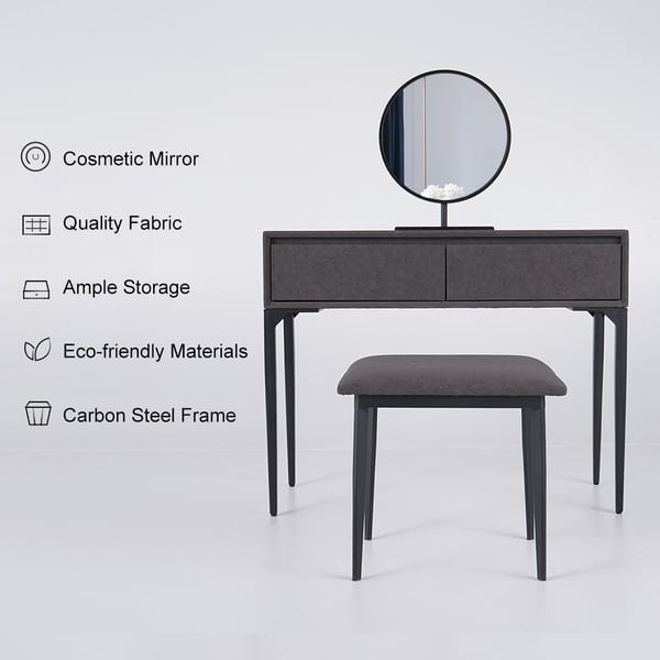 Free Shipping on Modern Grey Makeup Vanity Set with Velvet Surface