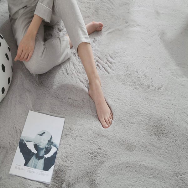 900mm x 1500mm Grey Shag Faux Rabbit Fur Fluffy and Soft Rectangle Area Rug Living Room