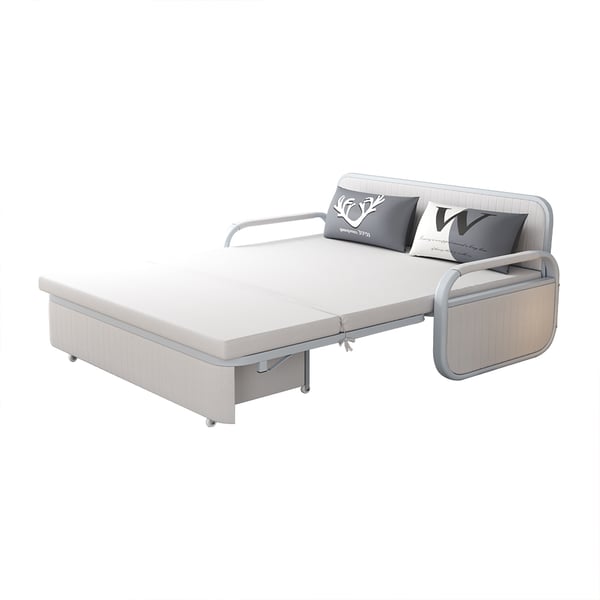 Free Shipping on 62" White Sleeper Sofa Bed Modern Convertible Cotton