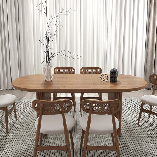 Japandi 1600mm2000mm Oval Extendable Dining Table Butterfly Leaf 6
