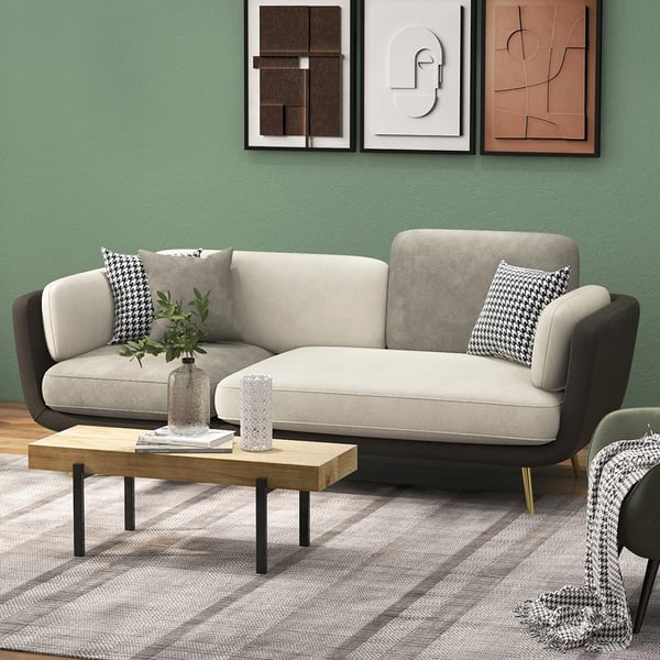 Volore 72.5" Gray Upholstered Sofa 3Seaters Modern Gold Couch for